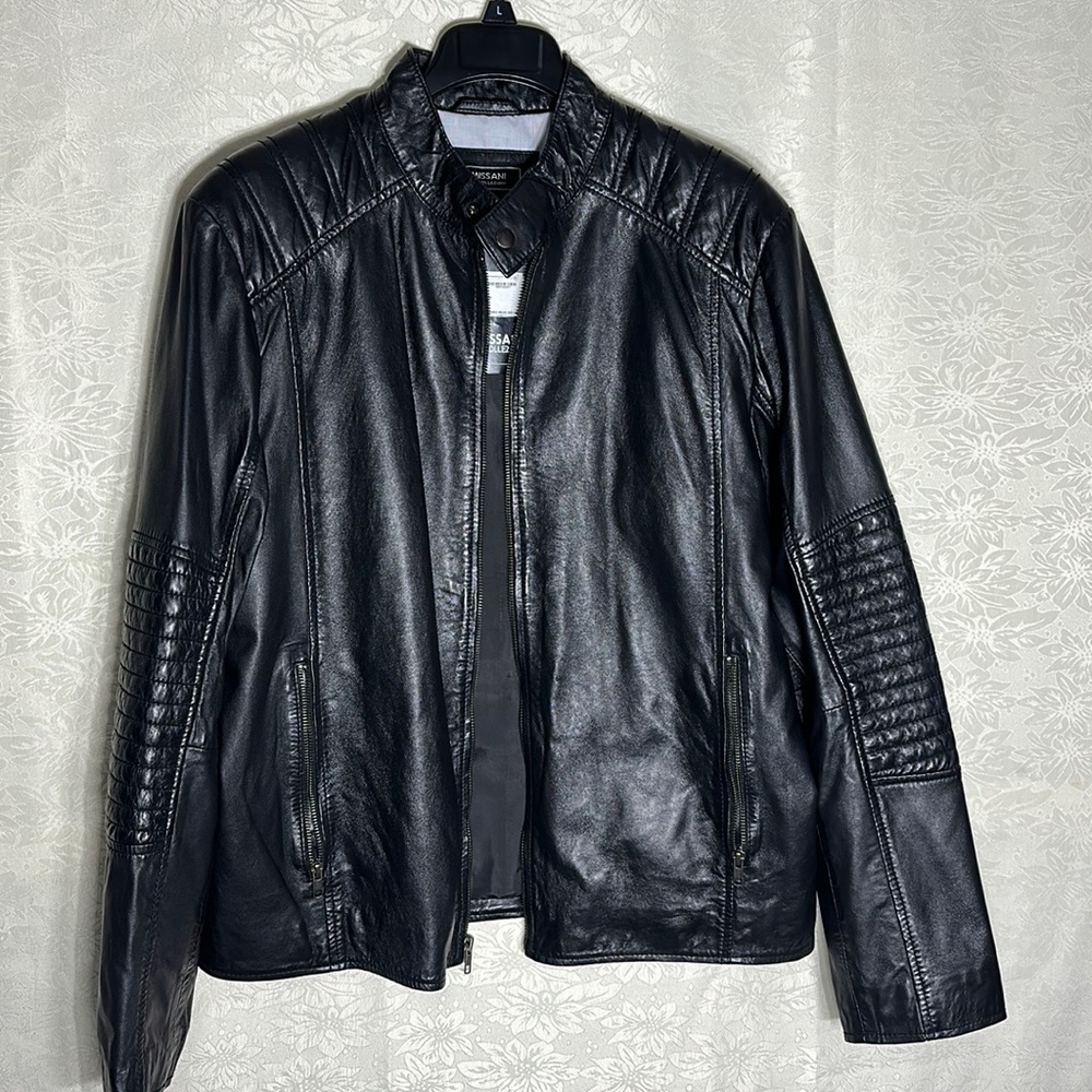 Motorcycle leather bomber jacket